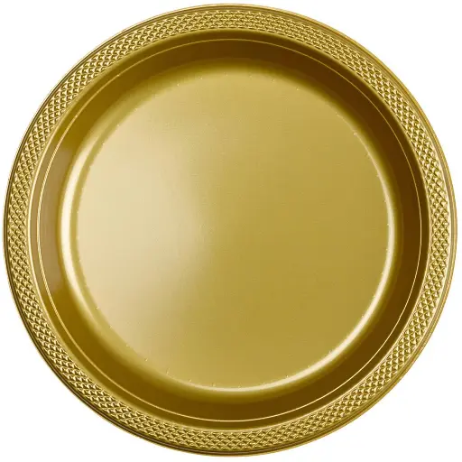 [6253012607468] RZ Gold Disposable Plates - 19cm - 10pcs