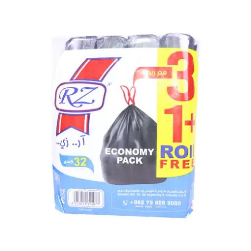 [6253012614077] Rz Garbage Bags With Tie - 70x90cm 3+1 Free = 32 Bags