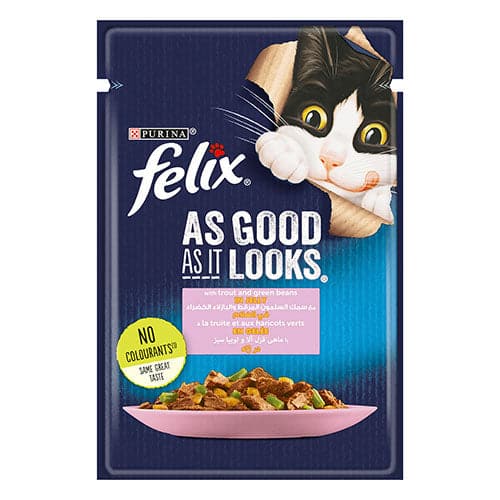 [7613287490377] Purina Felix With Trout And Green Beans Wet Cat Food, 85g 