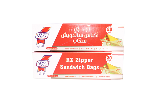 [6253012609080] RZ Sandwich Zipper Bags 18 x 22cm (1+1 FREE) = 40 Bags 
