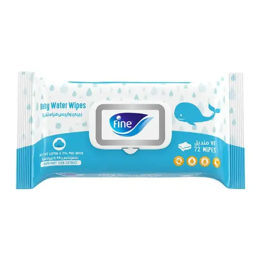[6294018807186] Fine Baby Water Wipes, 99% Pure Water Free from Alcohol 72 Sheets 