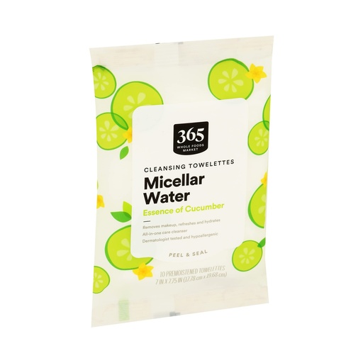 [099482475673] 365 by Whole Foods Market, Cleansing Towelettes Micellar Water, 10 Count 
