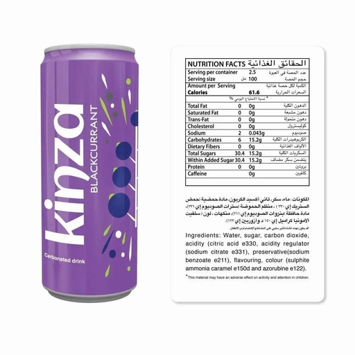 [6287034100942] Kinza Blackcurrant 250ml