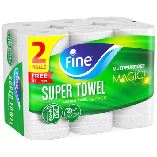 [6294018801146] Fine Super Sterilized Kitchen Towel, Pack of 6 rolls (4 + 2 Free)