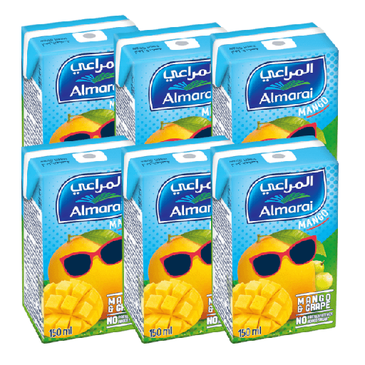[6281007055901] Al Marai No Sugar Added Mango & Grape Juice 140ml x 6